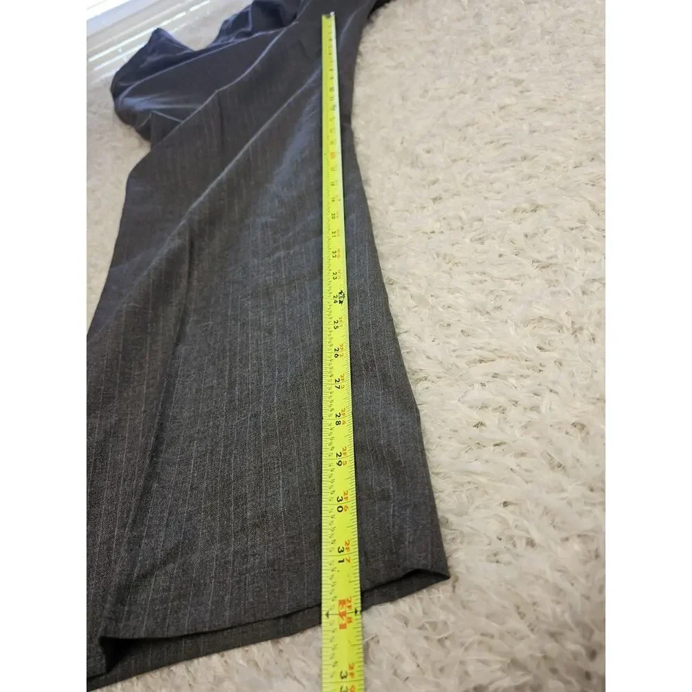 Stafford Mens Suit Jacket Blazer 48 XL Grey Pinstripe 2 Button Made In USA Vent